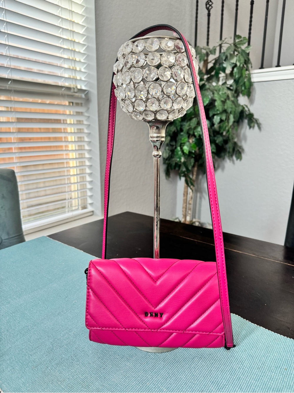 DKNY Quilted Crossbody Bag in Bright Pink